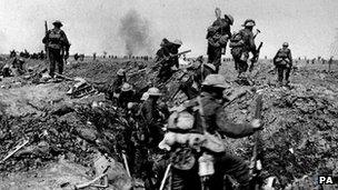 British troops at the Battle of the Somme, 1916