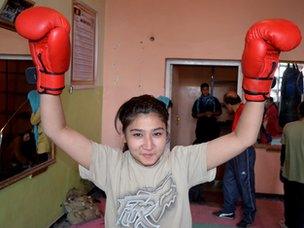 Girl boxer in Kabul