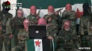 Amateur video still said to be of Free Syrian Army troops (16 Nov 2011)