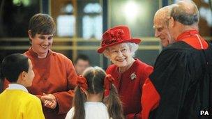 Queen and Duke of Edinburgh at Guildford Cathedral