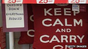 'Keep calm and carry on' cushion reduced in sales