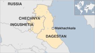 Map of Dagestan and North Caucasus