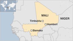 Mali map showing Timbuktu
