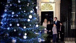 David Cameron with Blue Peter presenter Helen Skelton at the switch on