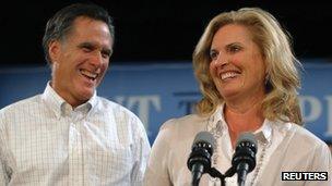Mitt Romney (left) and his wife, Ann Romney, in Exeter, New Hampshire on 3 November 2011