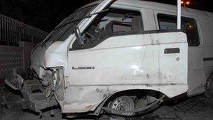 Alleged minibus where bomb went off - picture circulated by Bahrain Interior Ministry