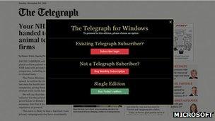 Telegraph newspaper app payment system