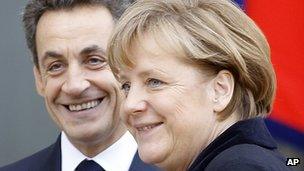 French President Nicolas Sarkozy and German Chancellor Angela Merkel