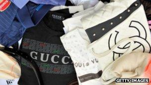 Counterfeit handbags and clothes