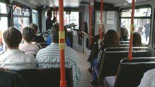 Bus passengers in Cambridge