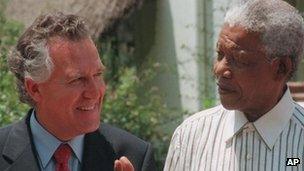 Anti-apartheid campaigner and Neath MP Peter Hain meeting Nelson Mandela in Johannesburg in 2000