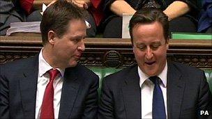Nick Clegg and David Cameron in the Commons