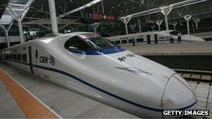 A Chinese bullet train (July 31, 2008) in Tianjin, China