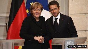 Angela Merkel and Nicholas Sarkozy