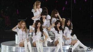 South Korea K-pop group Girls' Generation perform in Hong Kong on 15 January, 2012