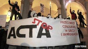 Acta protesters in Poland