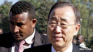UN Secretary General Ban Ki-moon in Addis Ababa on 29 January 2012
