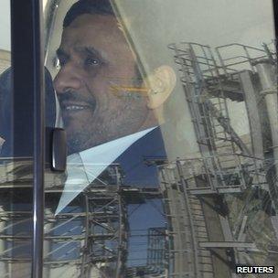 President Mahmoud Ahmadinejad visits an industrial site in Kerman province, Iran (26 January 2012)