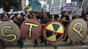 People in Malaysia protesting against Lynas