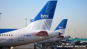 BMI aircraft parked at heathrow