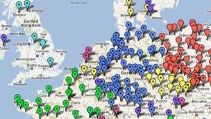 Acta protests on Google Maps