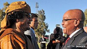 SA President Jacob Zuma and Libyan leader Muammar Gaddafi