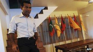 Former president Mohamed Nasheed at his residence - 11 February