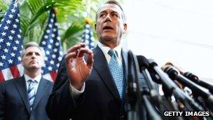 Speaker of the House John Boehner announces a deal to extend the payroll tax cut and unemployment benefits 15 February 2012