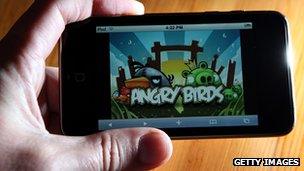 Angry Birds on an iPhone