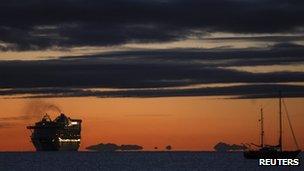 P&O cruise ship Adonia docking in Chile after being turned away by Argentina