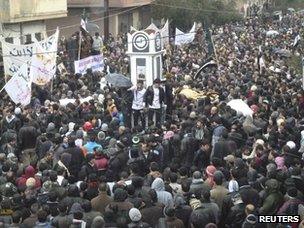 Anti-government protest in Baba Amr district of Homs (29 January 2012)