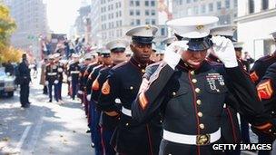 a line of Marines