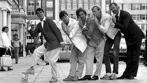 (From left to right) Michael Palin, Terry Gilliam, Terry Jones, Graham Chapman and John Cleese