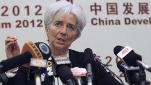IMF Managing Director Lagarde speaks in Beijing