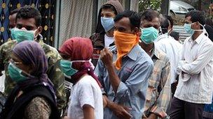 Swine flu tests outside a hospital in Pune