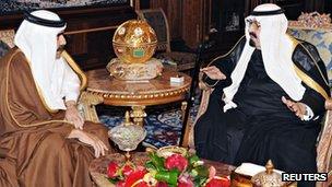 Emir of Qatar and King of Saudi Arabia meet in Riyadh (5 March 2012)