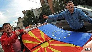 Supporters of Macedonian membership of the EU