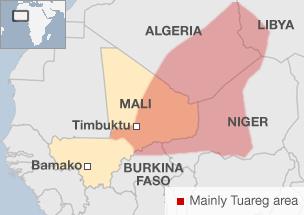 map showing tuareg areas