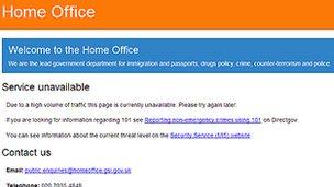 Screen grab of the Home Office website