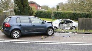 Crash scene at the A24 near Warnham