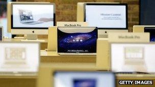 Macbooks in an Apple store