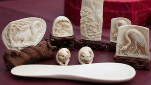 Carved ivory ornaments