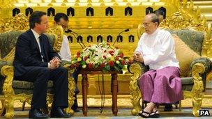 Prime Minister David Cameron and Burma President Thein Sein