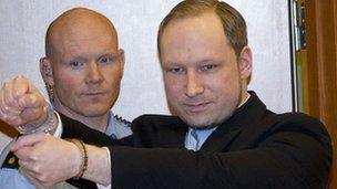 In this photo dated on February 6, 2012 Norwegian right-wing extremist Anders Behring Breivik