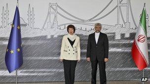 EU foreign policy chief Catherine Ashton and chief Iranian negotiator Saeed Jalil, Istanbul, 14 April