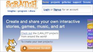 Screengrab of Scratch homepage