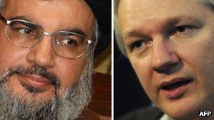 Hassan Nasrallah and Julian Assange