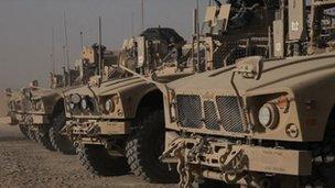 Armoured vehicles near Combat Outpost Kushamond