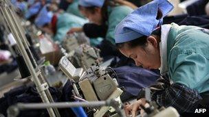 Workers at a factory in China