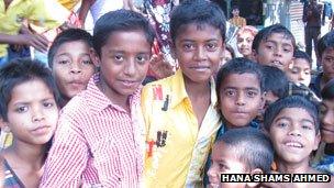 Oli (yellow shirt) with other children